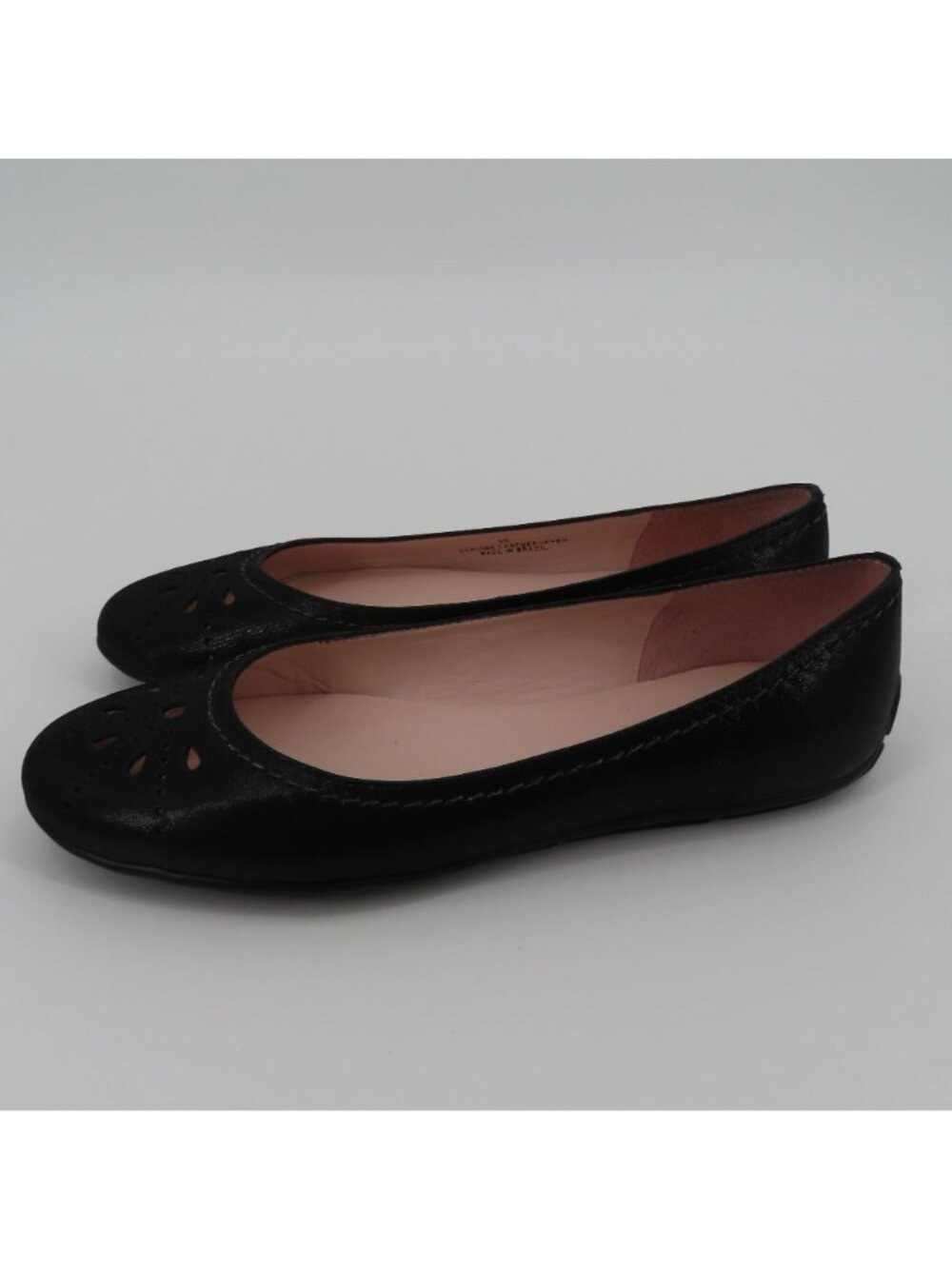 Talbots Women 6 B Shimmer Black Leather Cut Out Round Toe Ballet Flats Shoes - Picture 4 of 11
